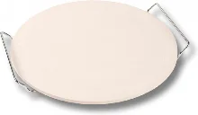 Afbeelding van Nonna pizzasteen Ø30,5 met RVS serveerrek - stenen pizzaplaat / ovenplaat (11mm dik) voor oven en barbecue (BBQ) - maximaal 600 graden Celcius