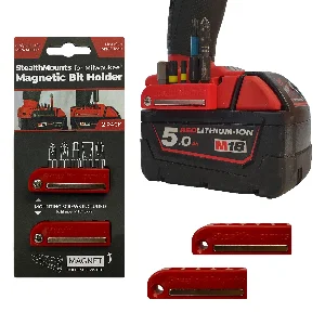 StealthMounts BH-MW18-RED-2 Magnetische Bithouder Voor Machines Milwaukee M18 - Rood - 2-pack