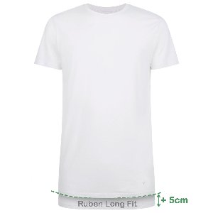 Long Fit T-Shirts Ruben ronde hals (2-pack) - Wit