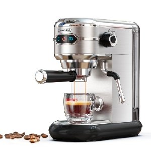 HiBREW H11 Compact Coffee Machine with Milk Frothing System Touch Control 19Bar Single and Double Serve Auto Shut Off Electric Coffee Maker with 3 Holes Steam Wand Removable 1100ml Water Tank Work with ESE Pod and Coffee Powder