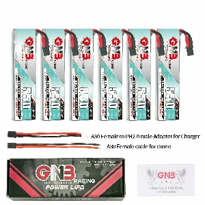 6 stuks Gaoneng 3,7V 550mAh 90C 1S LiHV-batterij A30-stekker met adapterkabel voor Emax Tinyhawk S BetaFPV Beta75X