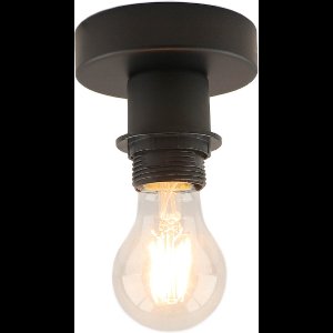 Olucia - Rima plafondfitting met ring zwart, E27 - Geschikt voor Hal/Kantoor/Keuken/Slaapkamer/Woonkamer - Vorm: Rond