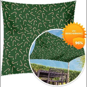 MuchoWow® - Schaduwdoek - Kerstmis - Patronen - Zuurstok - Sterren - 96% UV-bestendig - Hoogwaardig polyester - Zonnedoek - Weerbestendig - Tuin - Tarp - 300x300 cm