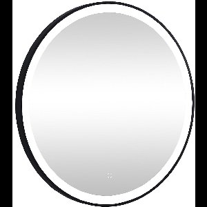 Vente-unique Zwarte ronde lichtgevende badkamerspiegel met Leds - D. 80 cm - NUMEA