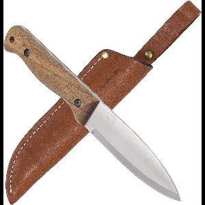 Roestvrijstalen Bushcraft Mes met Leren Schede - Handgemaakt Volledige Tang Vast Lemmet voor Kamperen en Buitenactiviteiten
