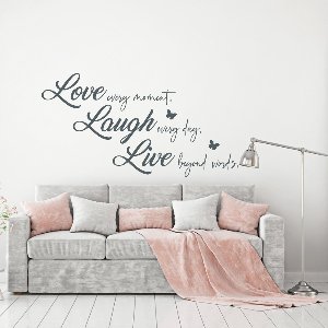 Muursticker Love laugh live - Goud - 80 x 42 cm muurstickers woonkamer slaapkamer
