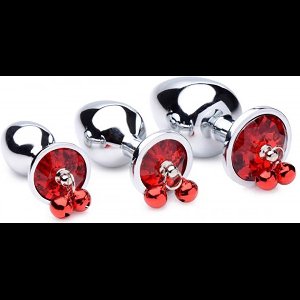 XR Brands Red Gem - Butt Plug Set with Bells red