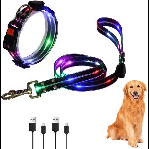 MAGICSHE Lichtgevende Hondenriemen En Halsbanden - Honden Lichthalsband - Hondenhalsband Met Verlichting - 1,2 M - Led Zwart