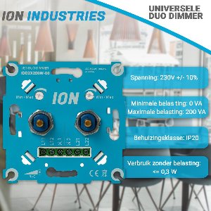 DUO Universele LED dimmer 2x 200W | Fase af/aan snijding - Pro serie