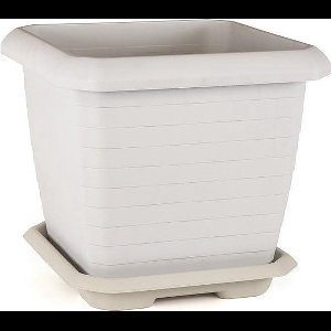 Vierkante Bloempot gebroken wit 74.3L met gratis schaal 53x53x47 kruidenbak