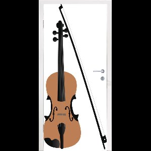 Deursticker Viool illustratie - Een illustratie van een viool met een witte achtergrond - 90x215 cm - zelfklevende deurposter - bubbelvrij en herpositioneerbare deursticker