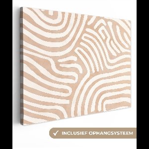 Canvas schilderij 80x60 cm - Exclusieve wanddecoratie Beige - Aardspatroon - Muurdecoratie woonkamer - Slaapkamer decoratie - Kamer accessoires - Schilderijen op canvas