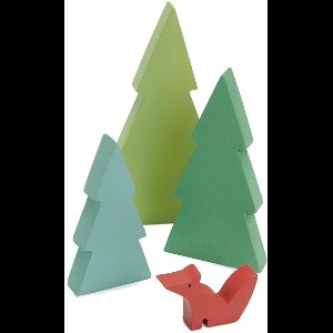 Tender Leaf Toys Speelgoed Dennenbomen En Vos 23 Cm Hout