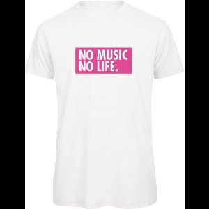 T-shirt Wit XL - no music no life - roze - soBAD. | Kleding | T-shirt unisex | T-shirt man | T-shirt dames | Muziek