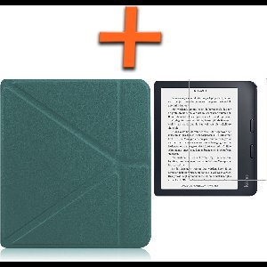 Hoesje Geschikt voor Kobo Libra 2 Hoes Book Case Trifold - Hoes Geschikt voor Kobo Libra 2 Hoesje Book Cover Met Screenprotector - Donkergroen