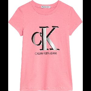 Calvin Klein Underwear Contrast Monogram Slim T-shirt Met Korte Mouwen Roze 14 Years Meisjes