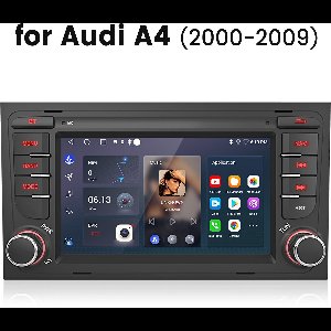 Junsun Quad-Core autoradio voor Audi A4 - Draadloos CarPlay, Android Auto, Android 15, multimediaspeler, 1GB+32GB