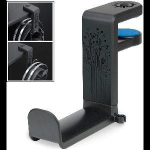 Unyqoos® Universele koptelefoonhouder met draaibare arm en kabelbeheer voor bureau