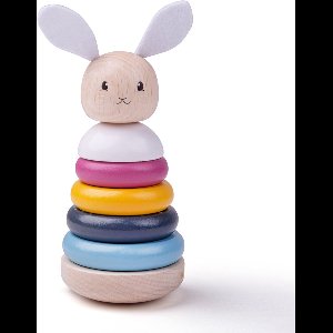 BigJigs Houten Stapeltoren - Konijn speelgoed - Stapel speelgoed - Meerkleurig - 7-delig