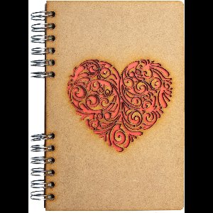 Duurzaam Houten Notitieboek – KOMONI – Red Hart – Gerecycled papier – Navulbaar – ROHA