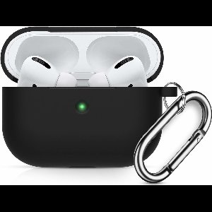 Apple AirPods Pro Soft Silicone Hoesje Met sleutelhanger - Zwart