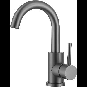 LOMAZOO Wastafelkraan Gun Metal Zwart – Gunmetal Badkamerkraan – Badkamer Kraan Antraciet Grijs [CHLOE]