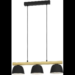 EGLO Sherburn Hanglamp - E27 - 77 cm - Zwart|Bruin - Hout