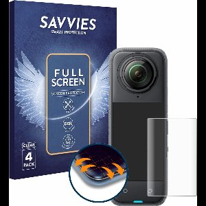 Savvies - Screenprotector voor Insta360 X4 - Folie Beschermfolie transparant volledig dekking 4 Stuks