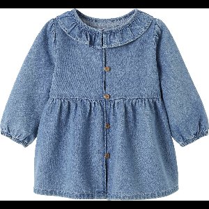 Vertbaudet Denim babyjurk met kraag met ruches
