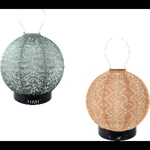 Lumiz Solar Tafellamp Tulum Pueblo Set - Tuinverlichting - Zonne energie - Oplaadbaar - inclusief 2 metalen large ringen - Sage Green - Abrikoos