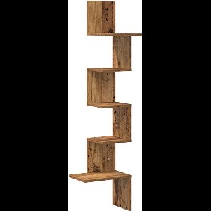 vidaXL - Hoekwandschap - 32x32x127,5 - cm - bewerkt - hout - oud - houtkleurig