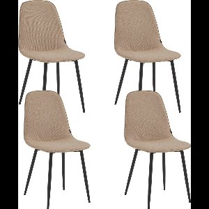Colenis® - Milou Eetkamerstoelen - Set Van 4 - Taupe - Linnen Stof - Industrieel - Stoelen