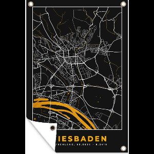 Tuindecoratie Wiesbaden - Duitsland - Kaart - Goud - Plattegrond - Stadskaart - 40x60 cm - Tuinposter - Tuindoek