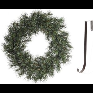 Groene kerstkrans 60 cm Malmo met ijzeren hanger - Kerst decoratie kransen van dennentakken