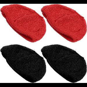 Cosensi - Gebreide wasbare hoofdtelefoonhoezen met gat - Oorkussens beschermer - Oorschelpen - 2 paar - Zwart & rood - 8-11 cm