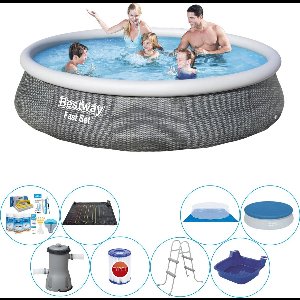 Fast Set Rattan Rond 396x84 cm - Zwembad Deal