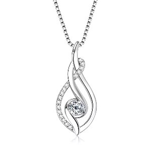 Selevie Ketting Zilver Druppel design met ronde Moissanite 0.3ct – 925 Sterling Zilver met Gold Plate en Moissanite Steen -