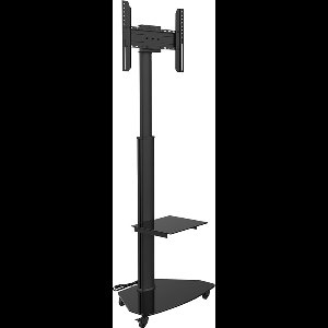 Proton 300 Verrijdbare TV Vloerstandaard Zwart - Met 2 stopcontacten