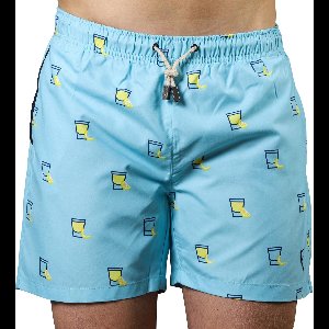 Zwembroek Heren Sanwin - Lichtblauw Venice Tequila Print - Maat XXL