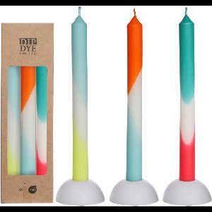 Ideas 4 Seasons Kaars Dip Dye Blauw - Rood - Geel Set 3