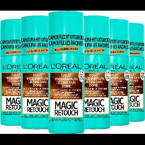 L'Oréal Paris Magic Retouch Goud Middenbruin Camouflerende Uitgroeispray Voordeelverpakking - 6 x 75ml