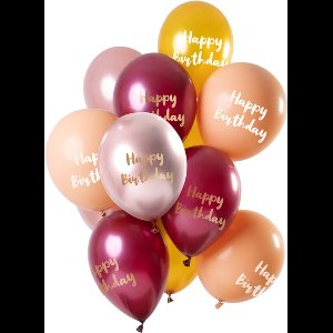 Folat - Ballonnen 'Happy Birthday' Roze-Goud 30cm - 12 stuks