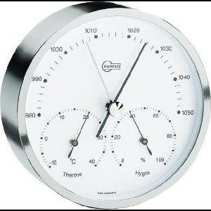 Barigo 101.3 Weerstation - barometer thermometer hygrometer - messing vernikkeld - ø 10 cm