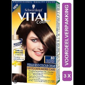 Vital Colors 80 Donkerbruin - Haarverf - 3 Stuks Voordeelverpakking