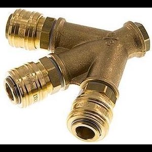 Messing DN 7.2 (Euro) Luchtkoppeling Snelkoppeling G 1/4 inch Binnendraad Wandmontage 3-weg - CLS7-F-B-3W-014