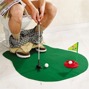 MikaMax Potty Putter - Wc Golf Set met Deurhanger / Matje / Club / Hole en 2 Ballen - Past om Iedere Wc - Toilet Golfset