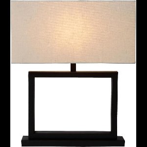 Atmooz - Tafellamp Valencienne - Slaapkamer / Woonkamer - Industrieel - Zwart en witte kap - Hoogte 51cm - Metaal