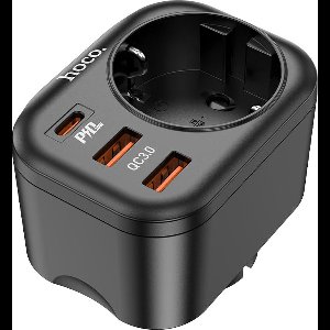 Hoco oplader - 2x USB en 1x USB-C - Multifunctioneel - Snel lader - Zwart