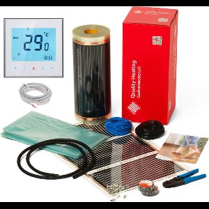 8,0M²1120 Watt Vloerverwarming elektrisch onder laminaat en hout set Zwart