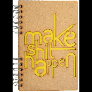 KOMONI - Duurzaam houten Notitieboek - Dagboek -  Gerecycled papier - Navulbaar -  A5 - Gelinieerd -  Make Shit Happen